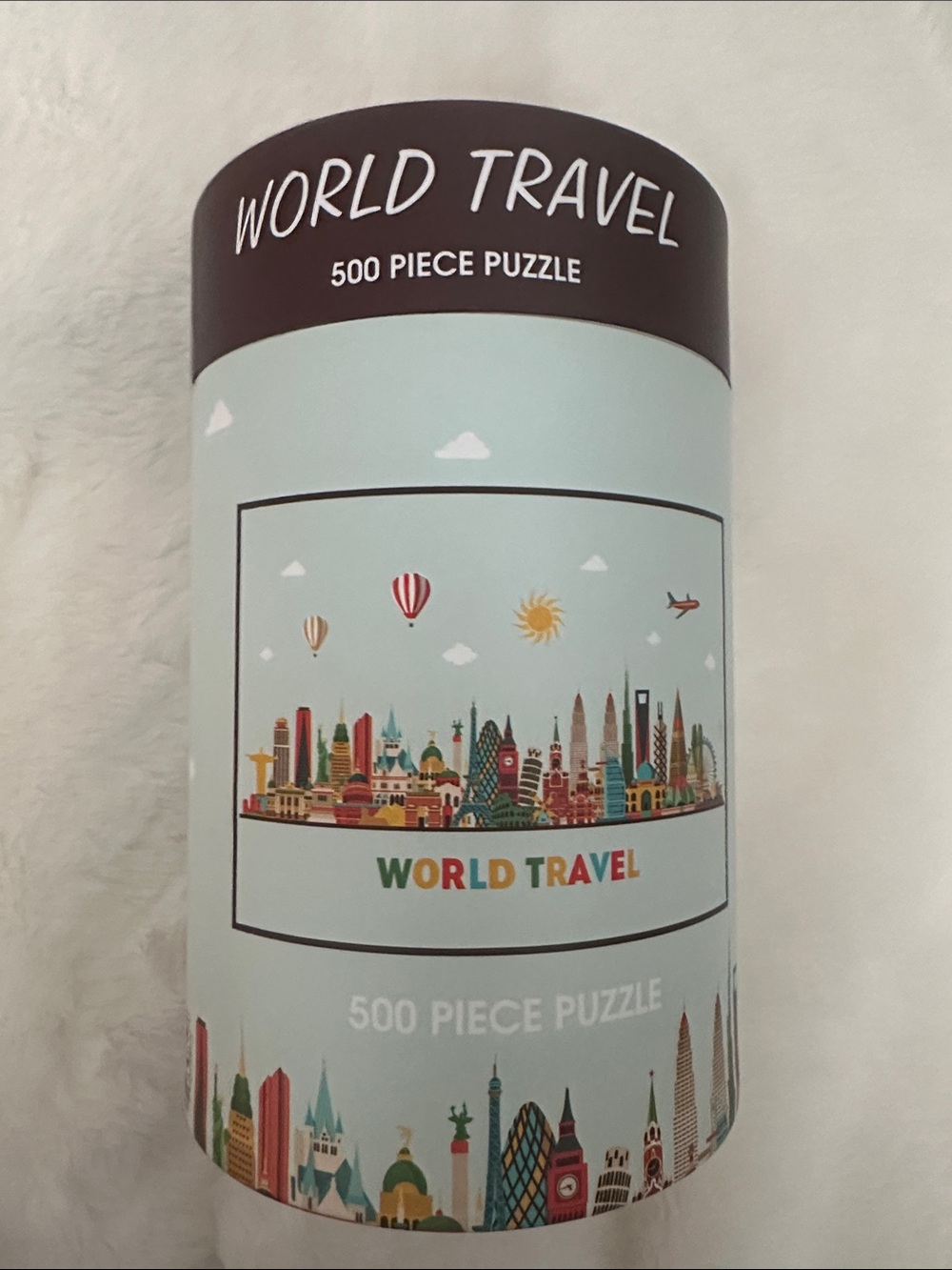 World Travel 500-Piece Puzzle - Light Blue